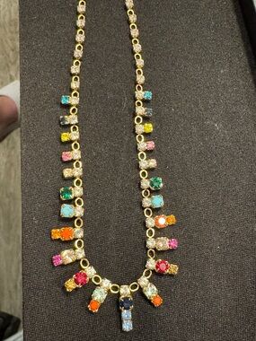 Tova Gold Multicolor Crystal Necklace - Colorful Statement